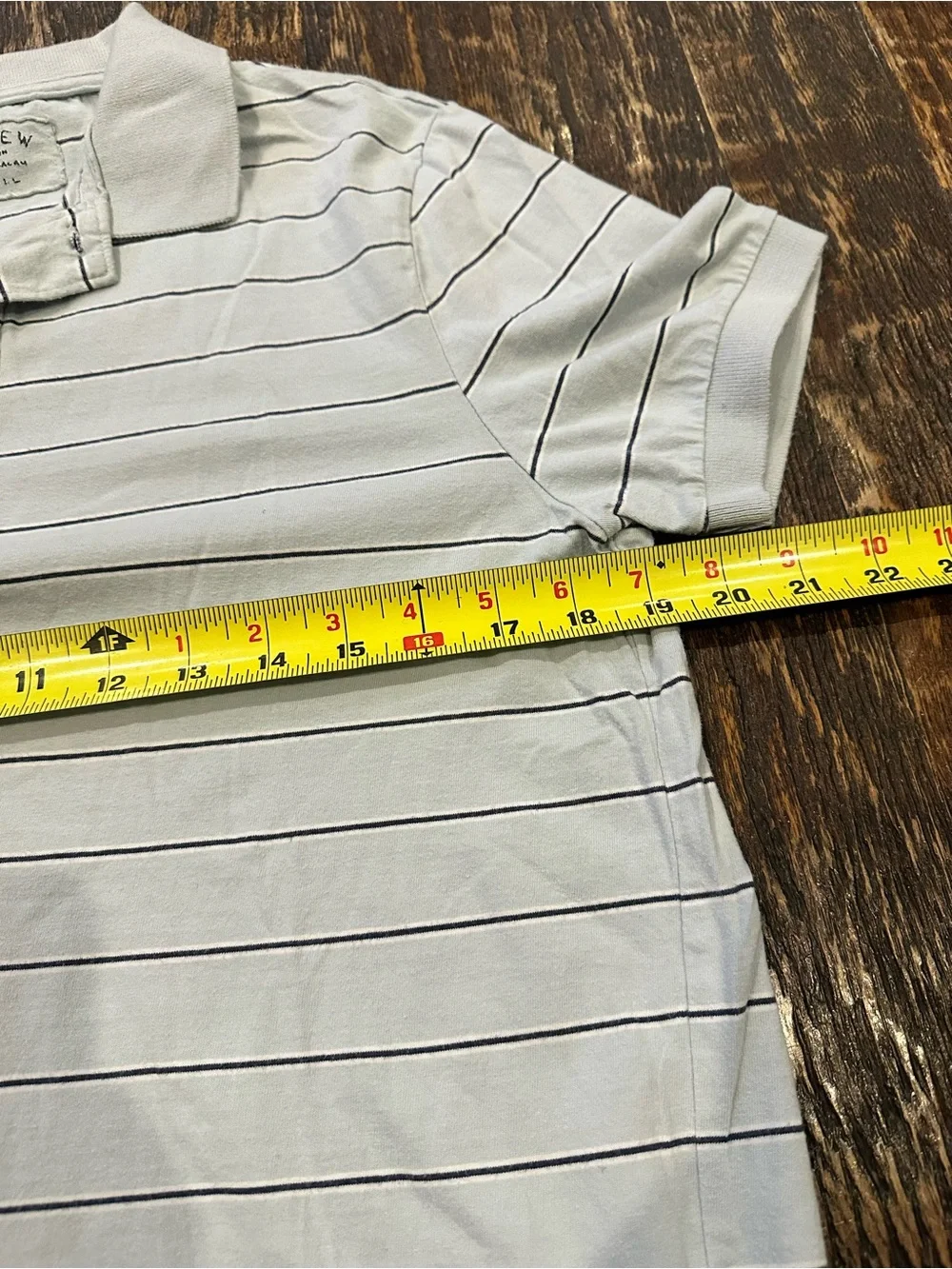 J. Crew Men’s White Polo with Thin Navy Stripes